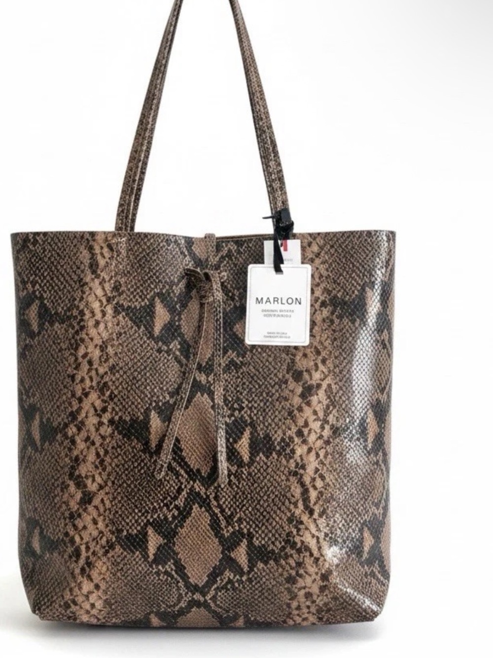 Marlon NWTItalian Taupe Colorway Snake-Print Tote ~Suede Authentic Calf Leather